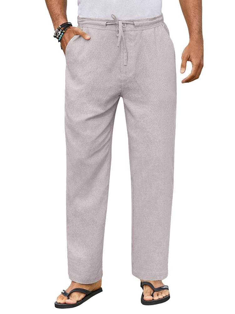 Casual Straight Linen Drawstring Pants