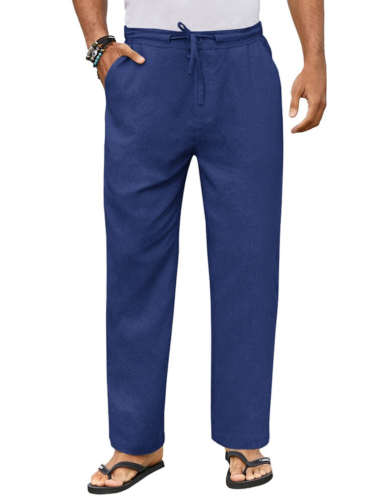 Casual Straight Linen Drawstring Pants