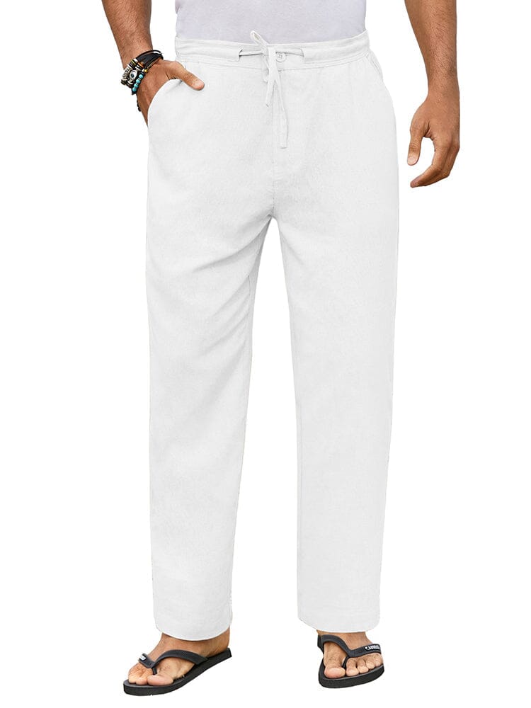 Casual Straight Linen Drawstring Pants