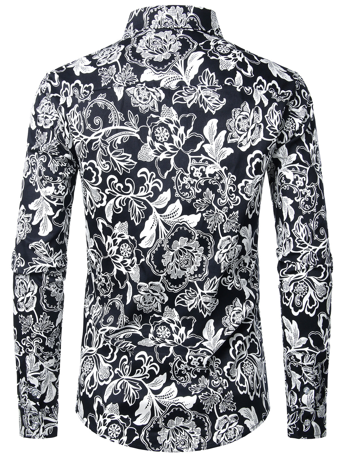Men's Floral Cotton Casual Button Down Long Sleeve Shirt