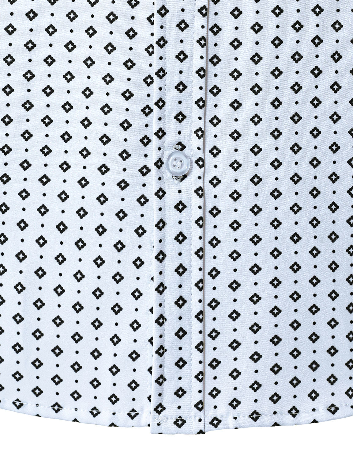 Men's White Retro Geometric Print Long Sleeve Shirt
