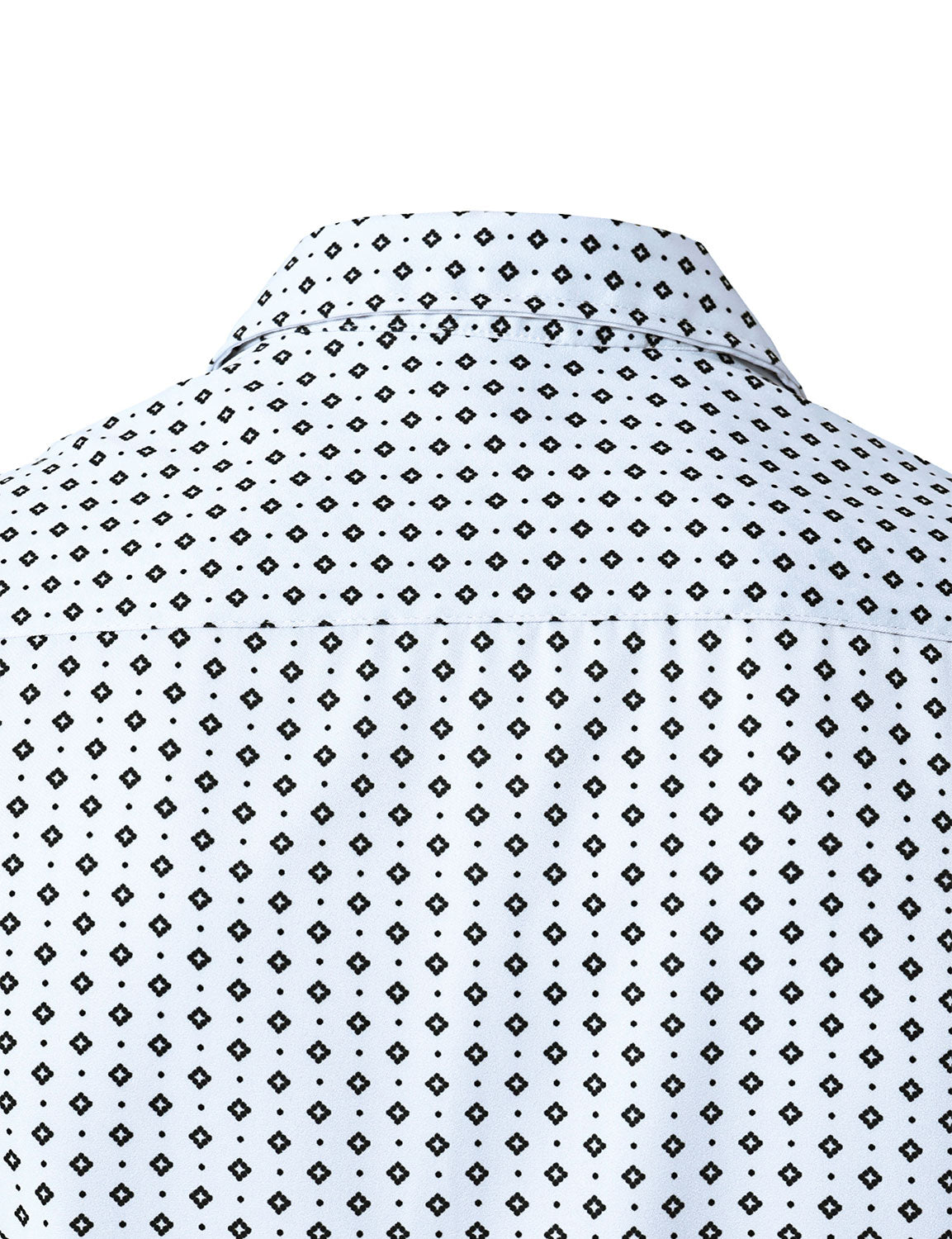 Men's White Retro Geometric Print Long Sleeve Shirt