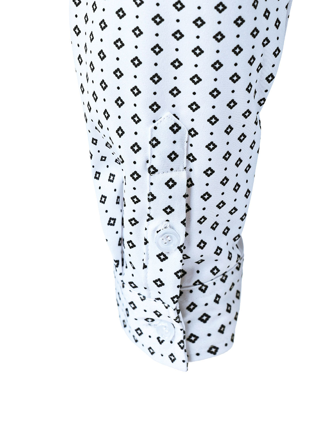 Men's White Retro Geometric Print Long Sleeve Shirt