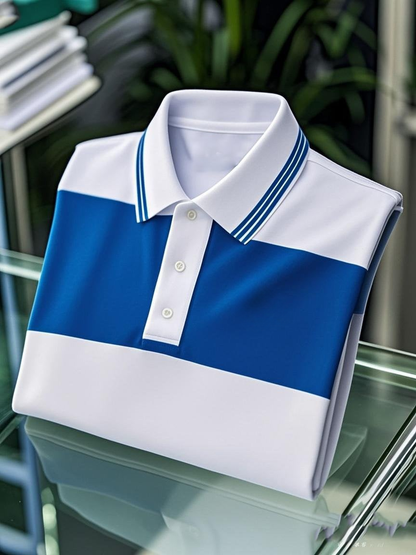 Men's Business Casual Button Short Sleeve Polo Shirt