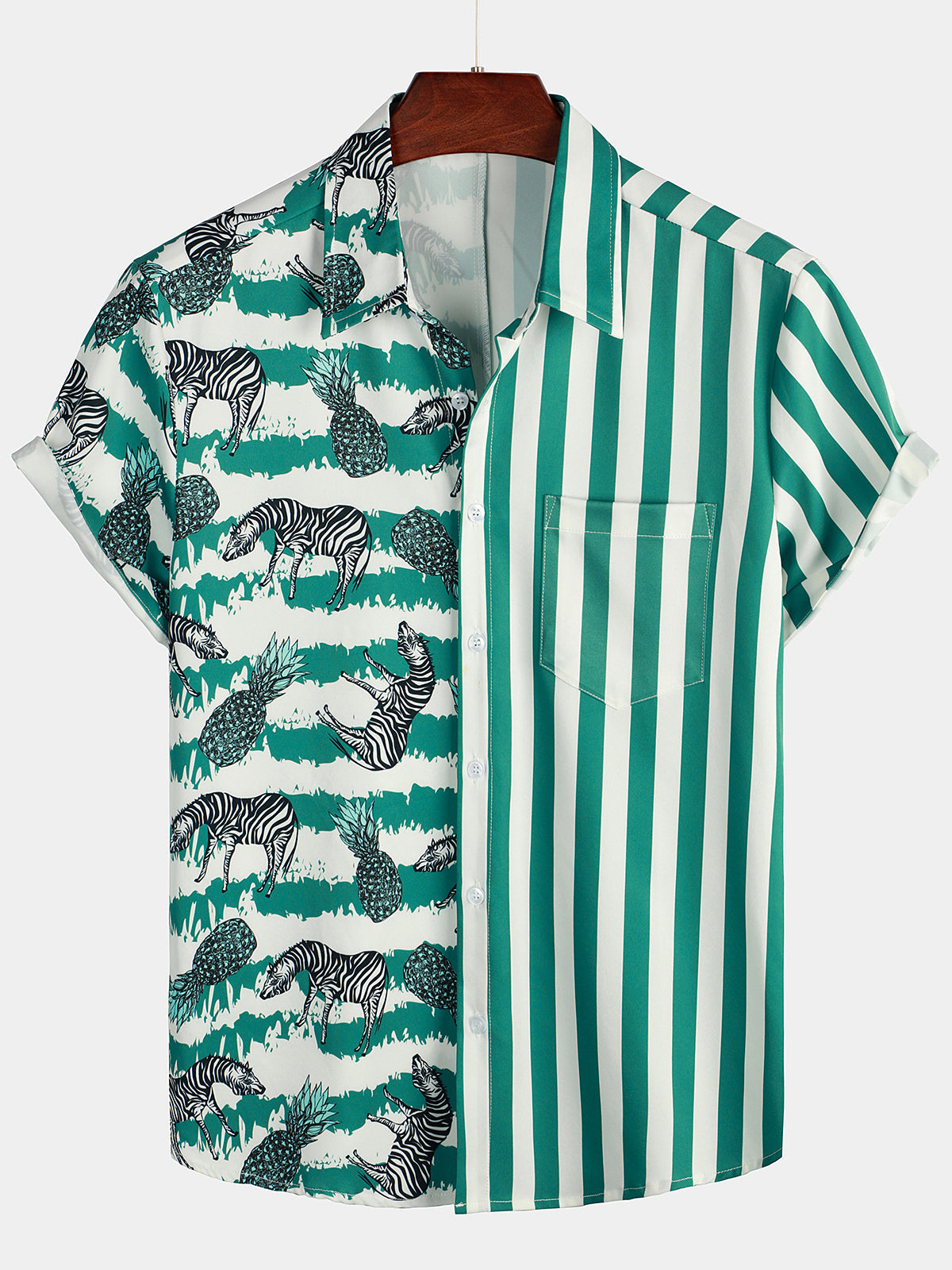 Men's Zebra & Striped Pocket Holiday Casual Shirt
