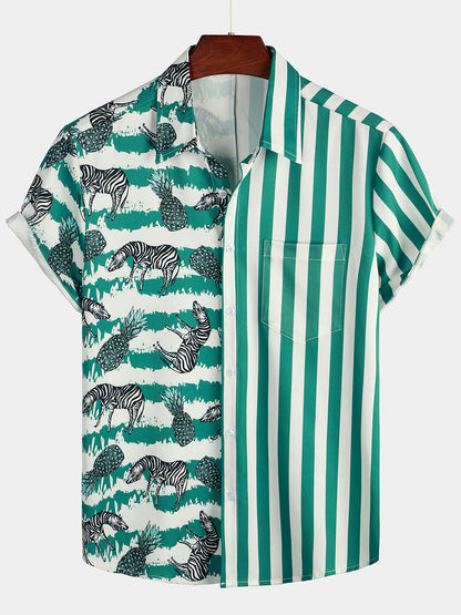 Men's Leopard & Striped Pocket Holiday Casual Shirt