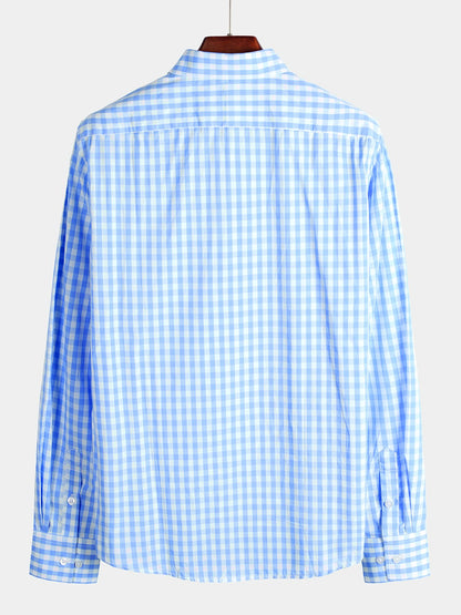 Men's Cotton Long Sleeve Plaid Casual Shirt