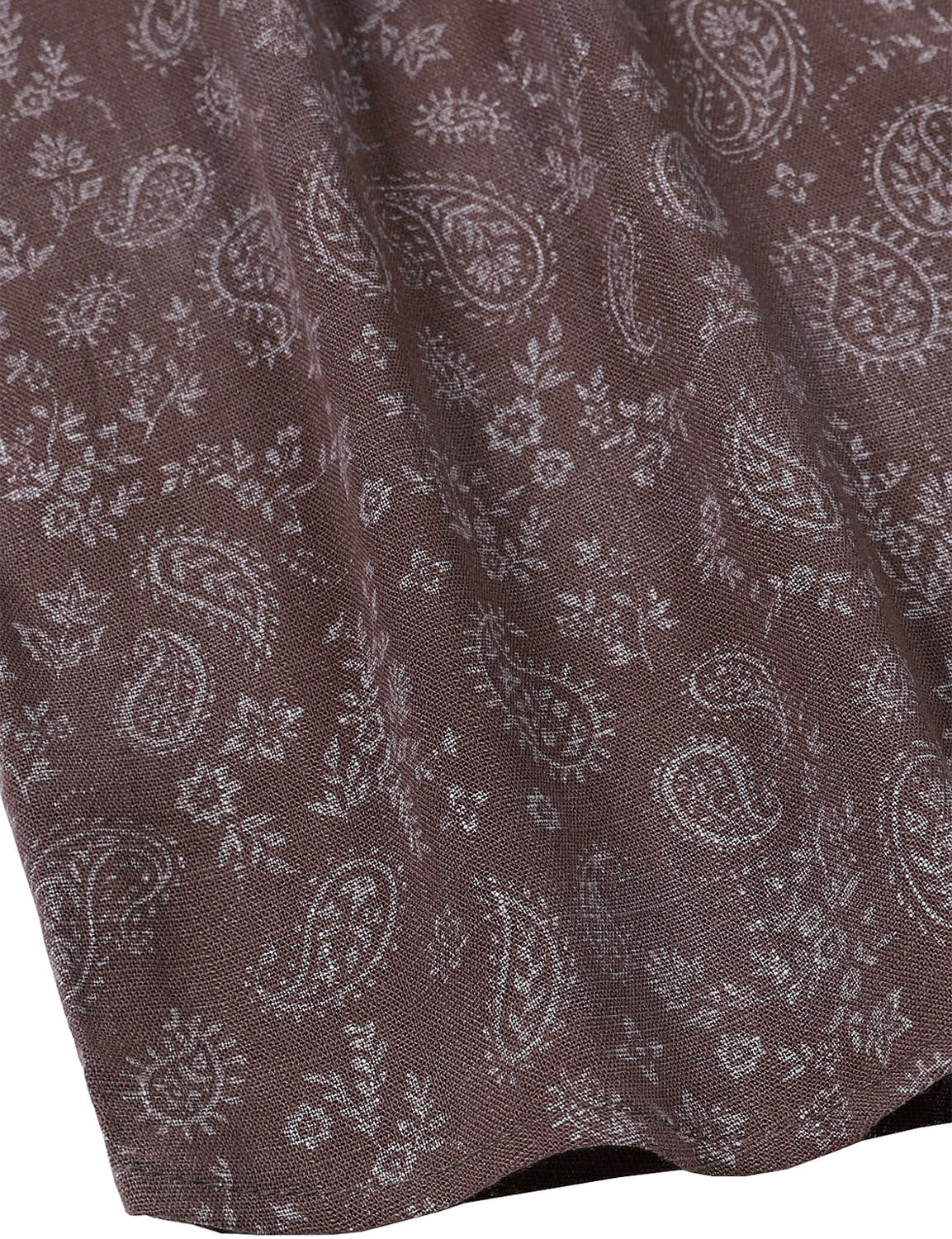 Men's Paisley Floral Brown Long Sleeve Shirt