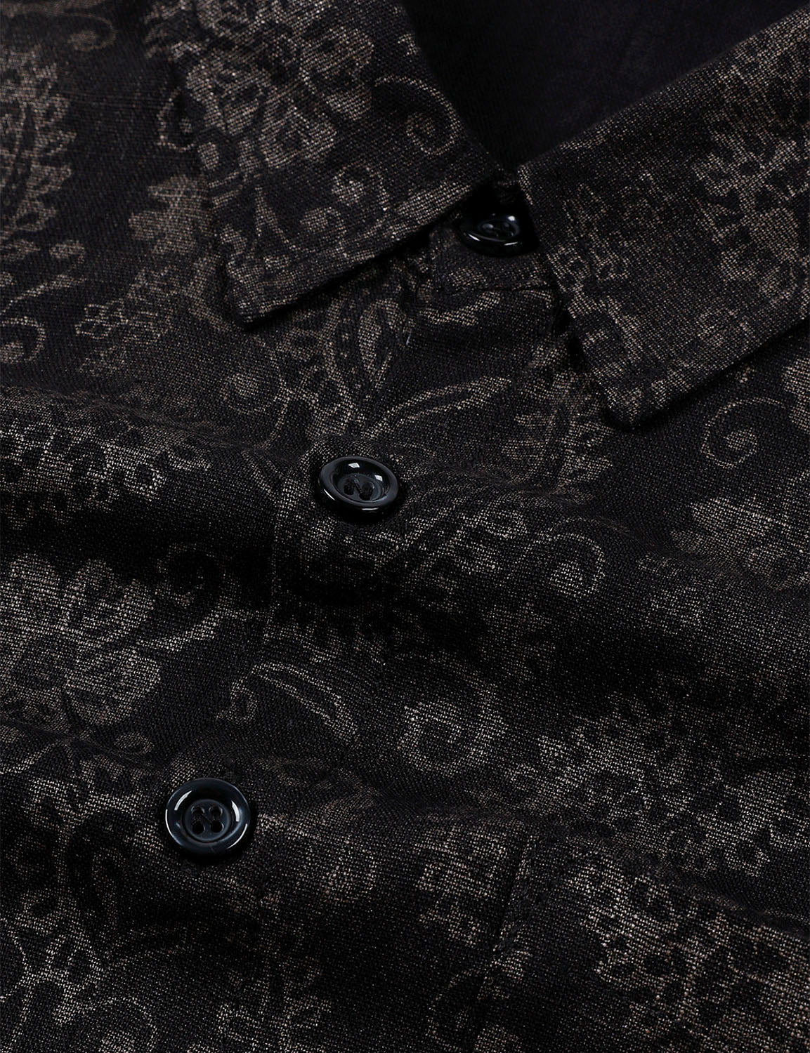 Men's Paisley Floral Black Long Sleeve Shirt