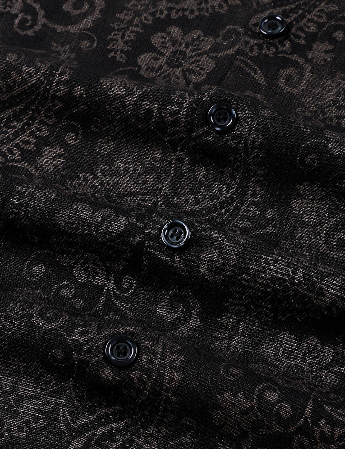 Men's Paisley Floral Black Long Sleeve Shirt