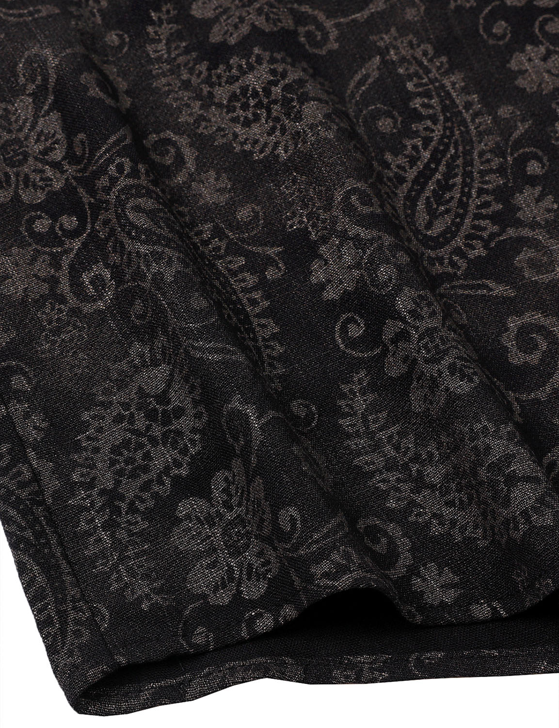 Men's Paisley Floral Black Long Sleeve Shirt
