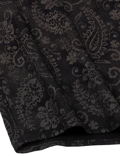 Men's Paisley Floral Black Long Sleeve Shirt