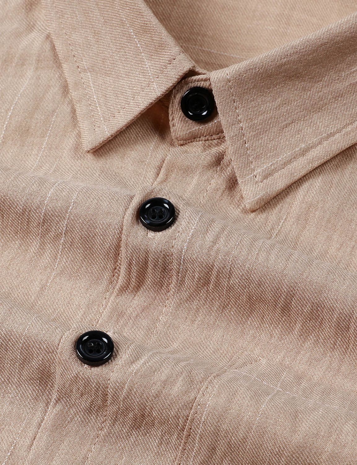 Men's Casual Beige Button Long Sleeve Shirt
