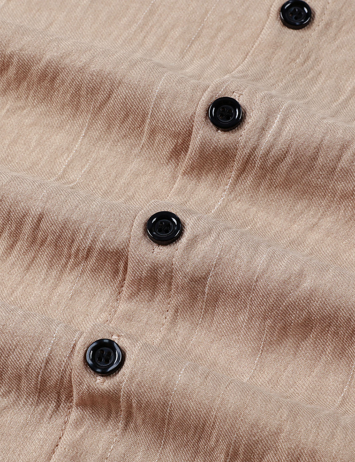 Men's Casual Beige Button Long Sleeve Shirt