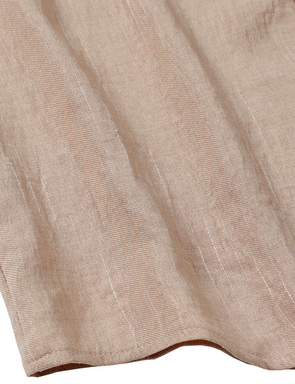 Men's Casual Beige Button Long Sleeve Shirt