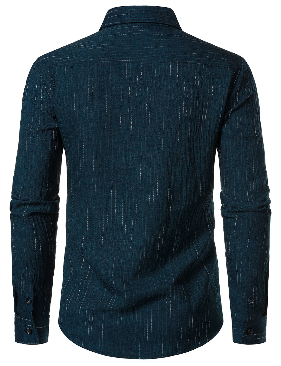 Men's Navy Blue Casual Button Long Sleeve Shirt