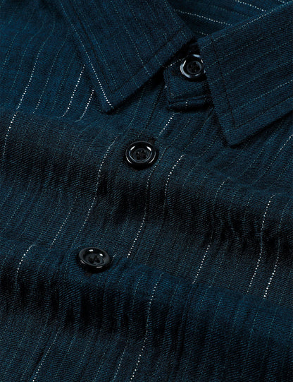 Men's Navy Blue Casual Button Long Sleeve Shirt