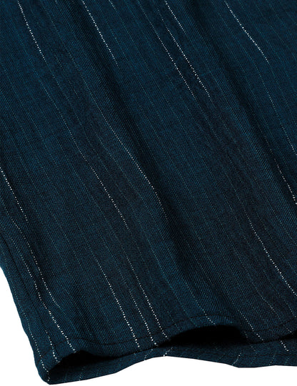 Men's Navy Blue Casual Button Long Sleeve Shirt