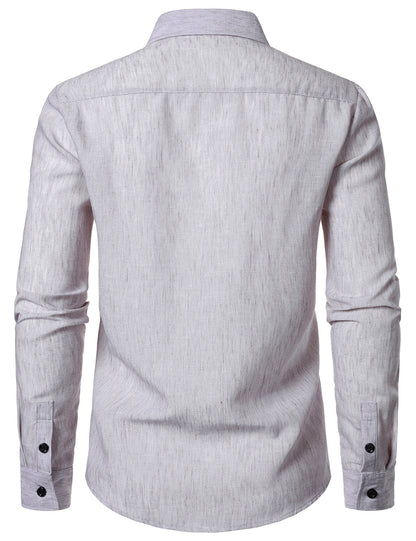 Men's Casual Grey Button Long Sleeve Shirt