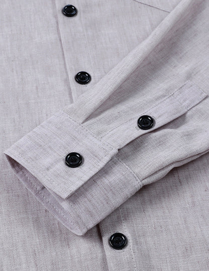 Men's Casual Grey Button Long Sleeve Shirt