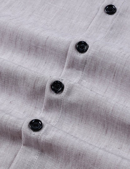 Men's Casual Grey Button Long Sleeve Shirt