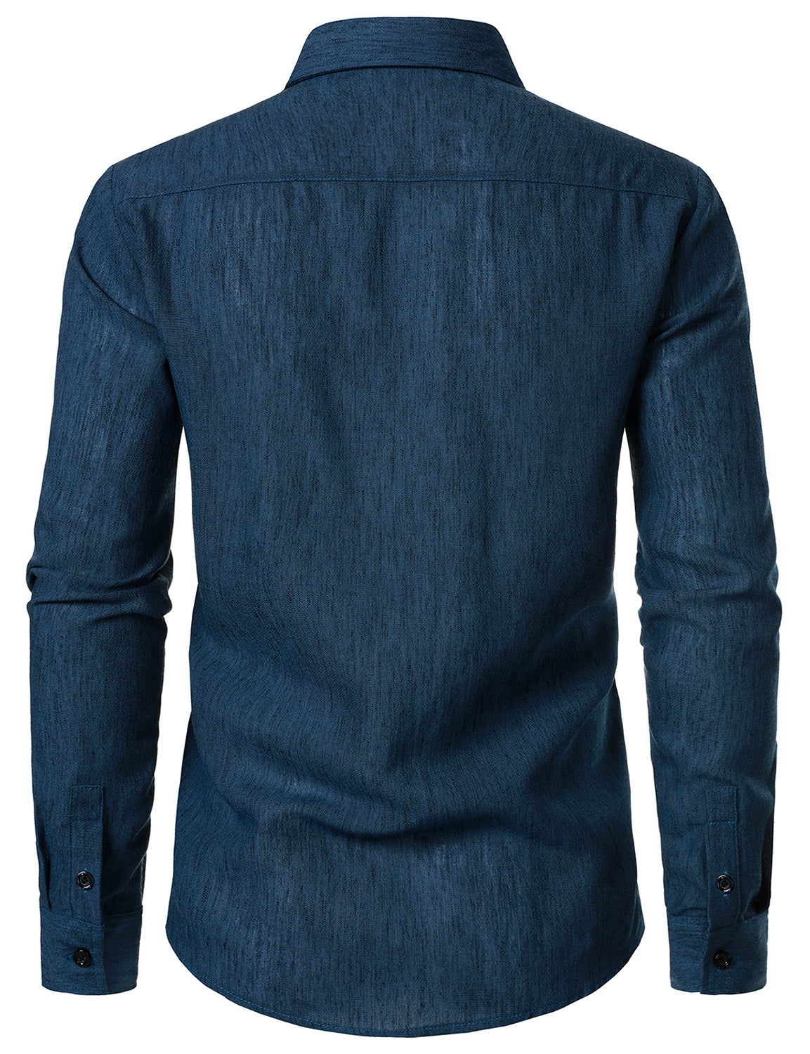 Men's Casual Button Navy Blue Long Sleeve Shirt