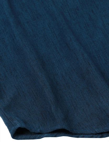 Men's Casual Button Navy Blue Long Sleeve Shirt