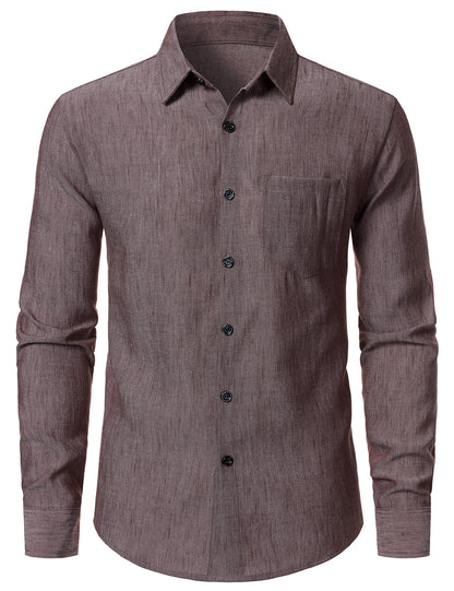 Men's Brown Casual Long Sleeve Shirt