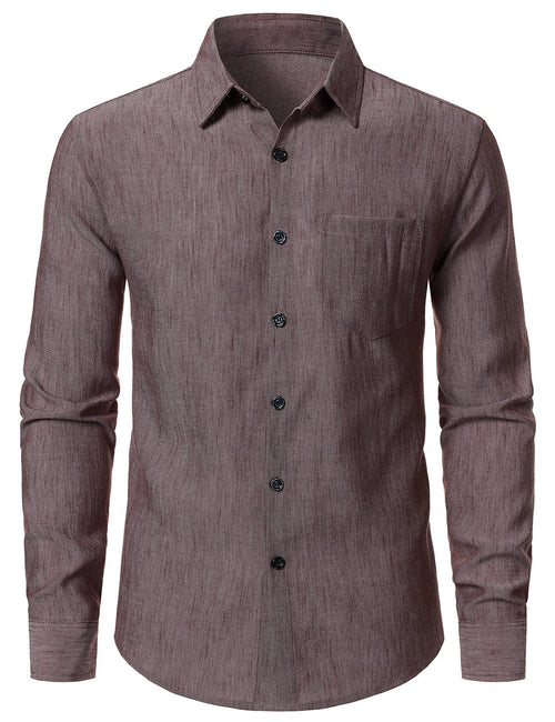 Men's Brown Casual Long Sleeve Shirt
