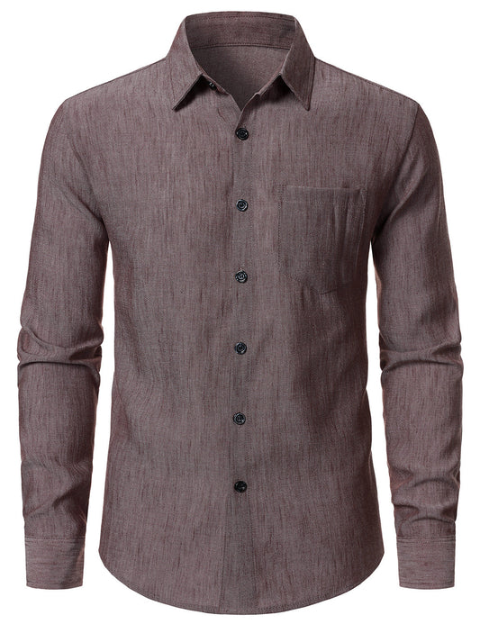 Men's Brown Casual Long Sleeve Shirt