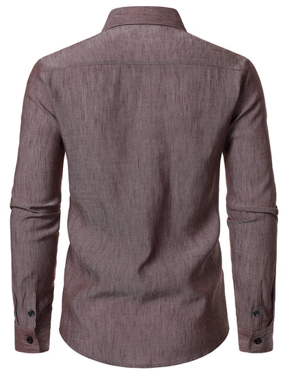 Men's Brown Casual Long Sleeve Shirt