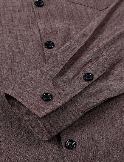 Men's Brown Casual Long Sleeve Shirt