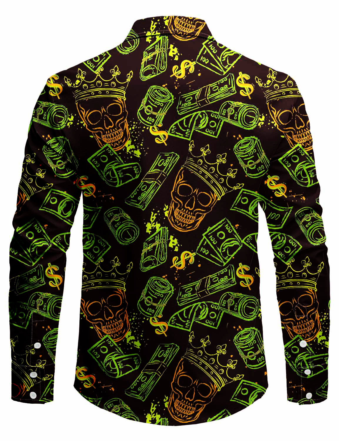 Men's Holiday Casual Cool Crown Skull Long Sleeve Shirt