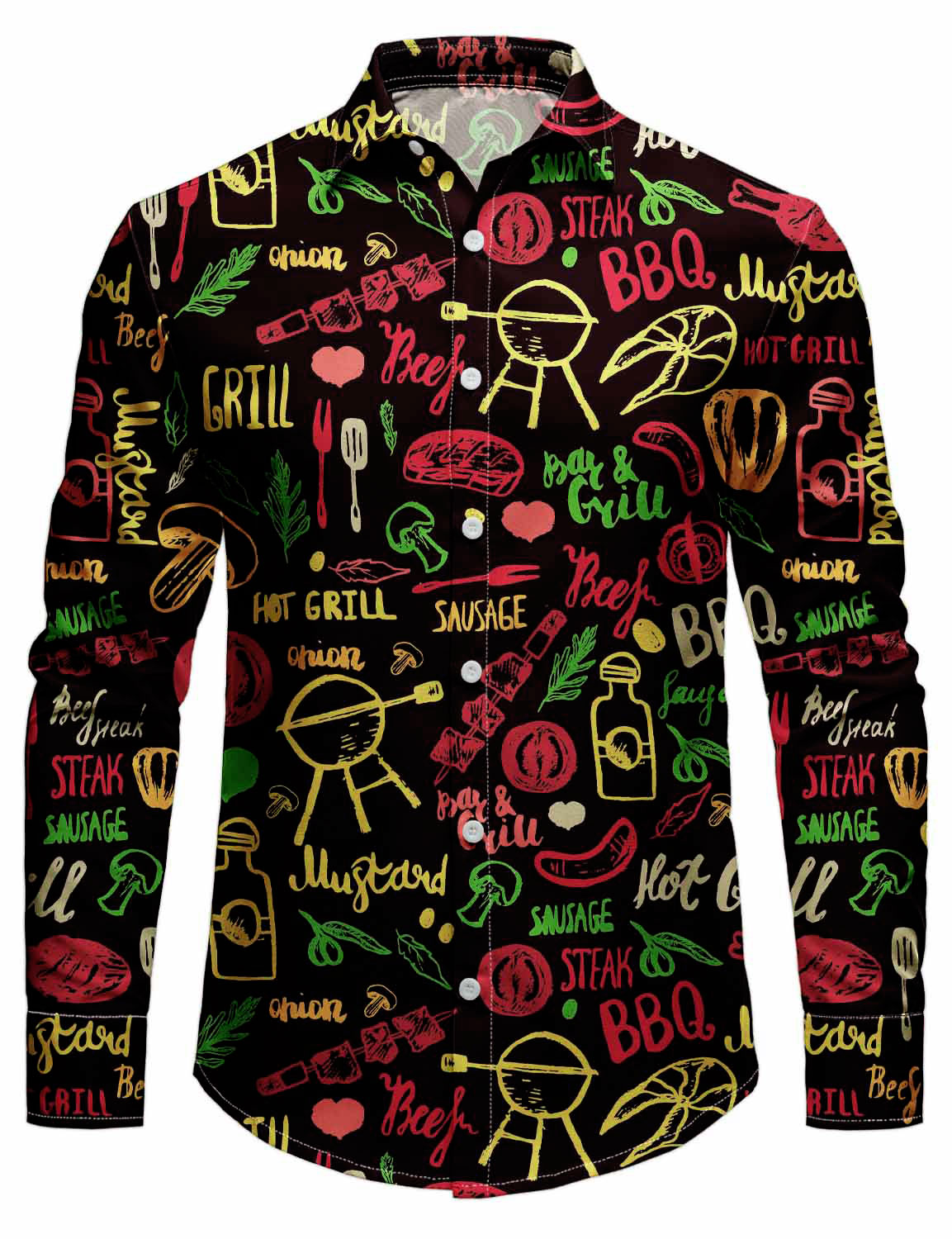 Men's Holiday Casual Party BBQ Theme Long Sleeve Shirt