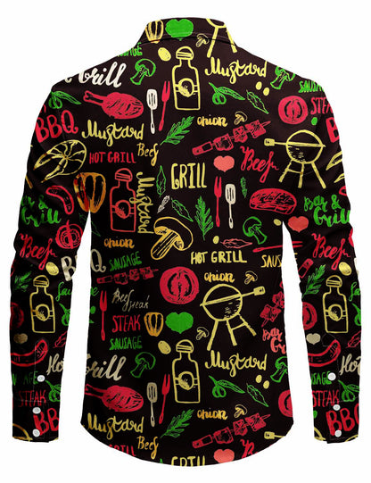 Men's Holiday Casual Party BBQ Theme Long Sleeve Shirt