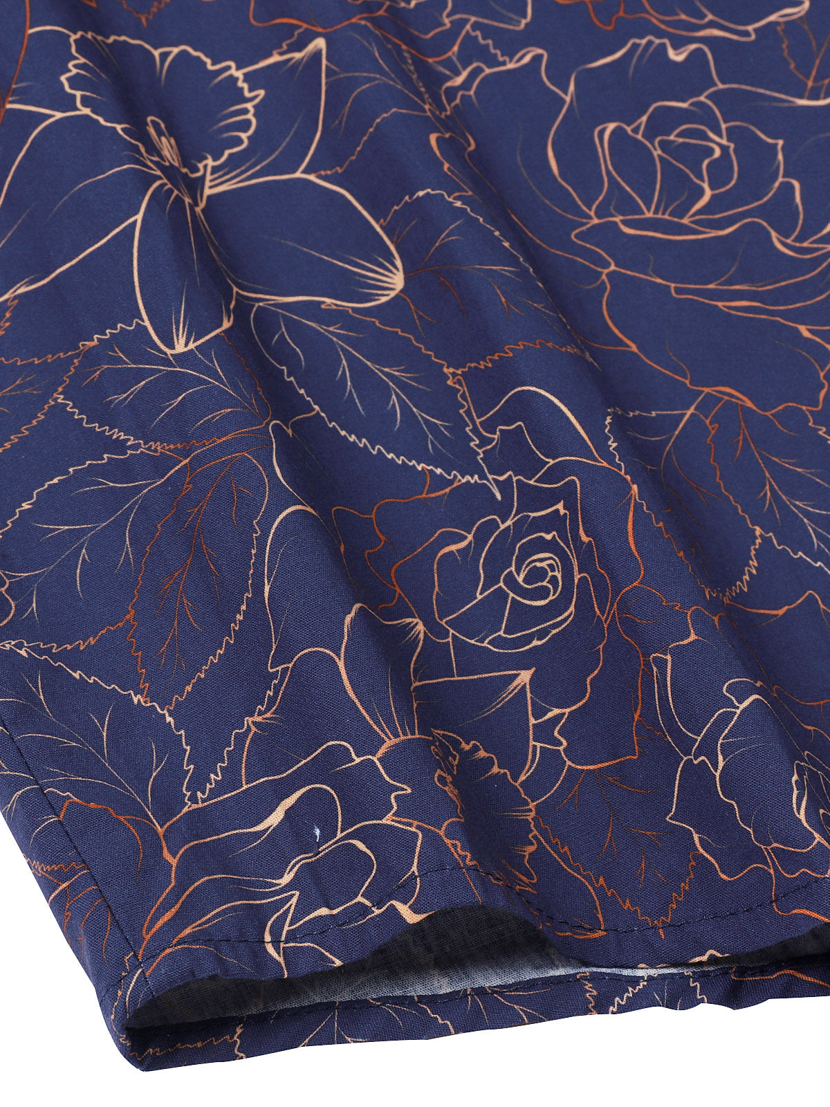 Men's Blue Casual Floral Print Long Sleeve Shirt