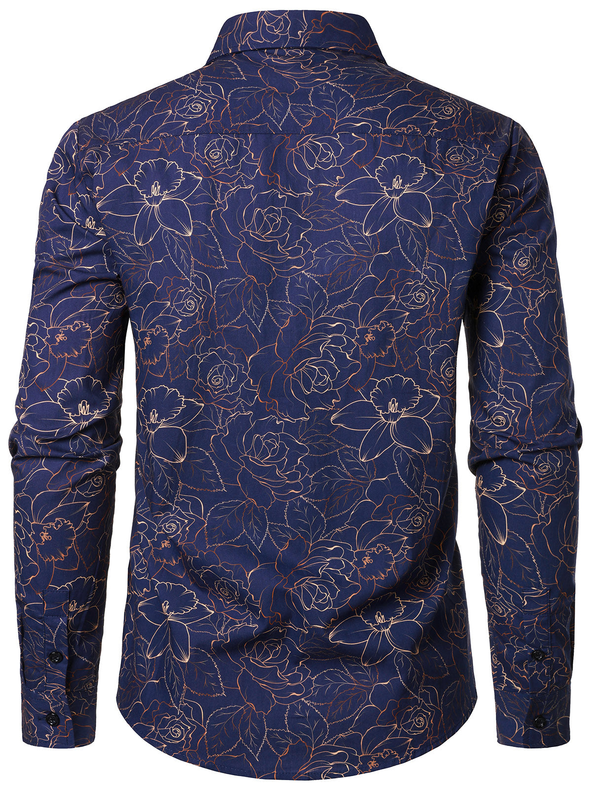Men's Blue Casual Floral Print Long Sleeve Shirt