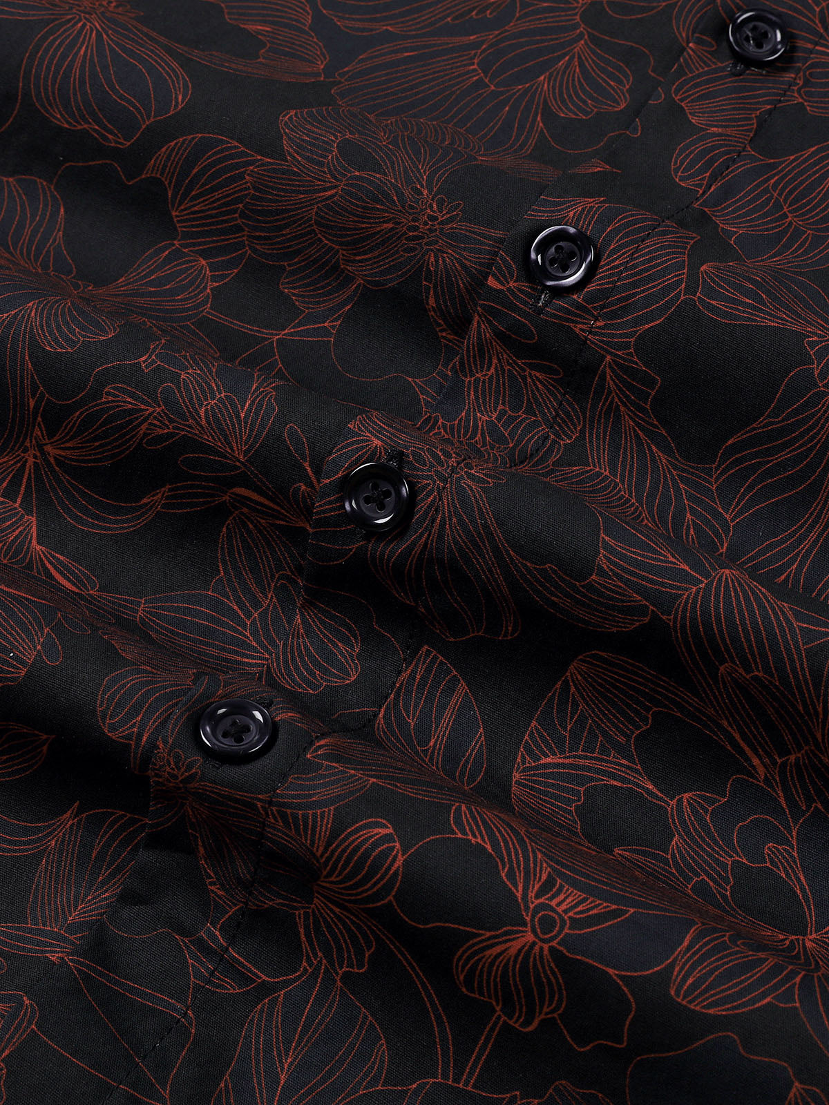 Men's Vintage Cotton Floral Blue Long Sleeve Shirt