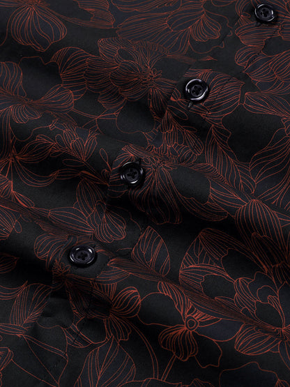 Men's Vintage Cotton Floral Blue Long Sleeve Shirt
