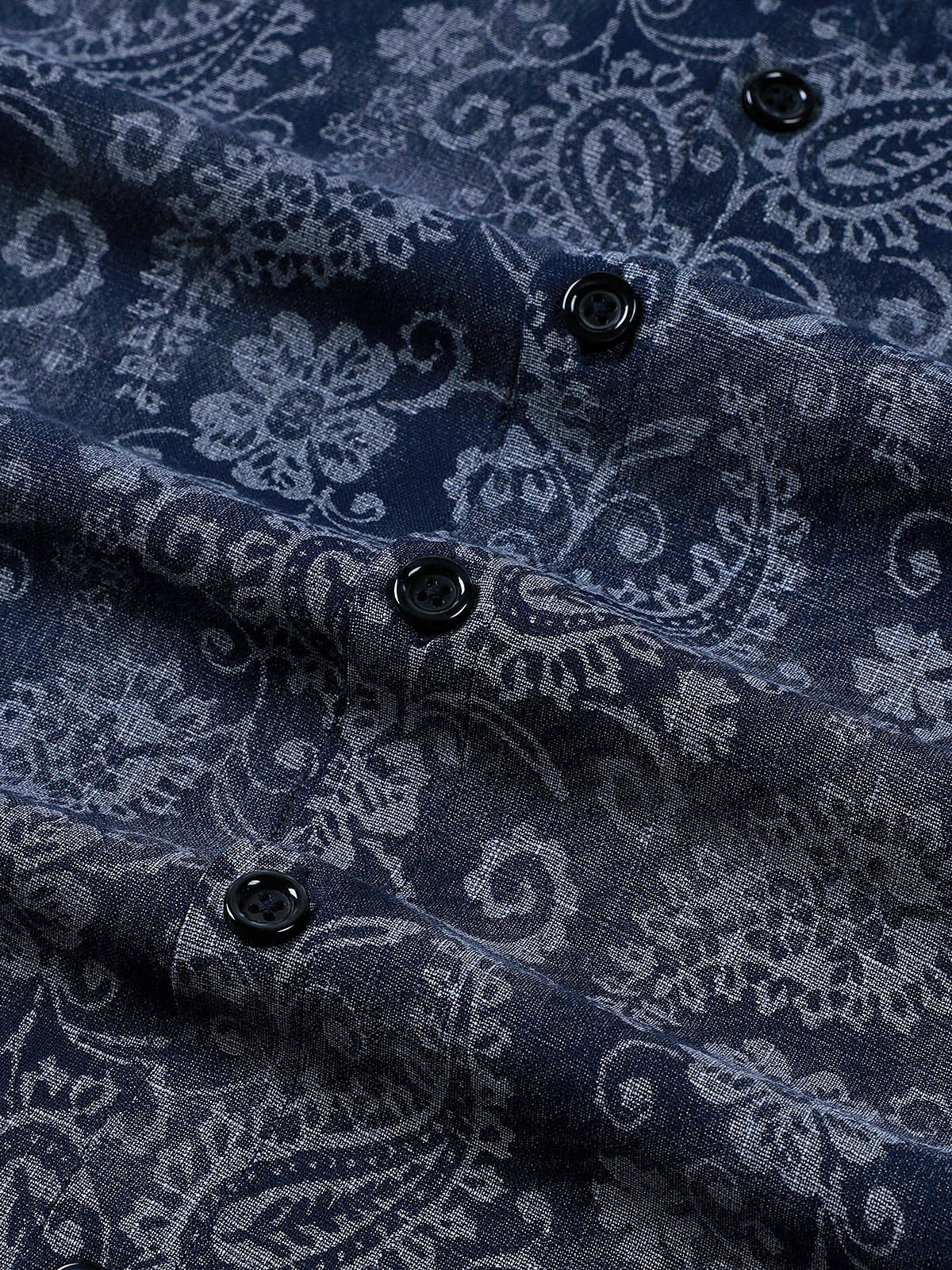 Men's Paisley Floral Blue Long Sleeve Shirt