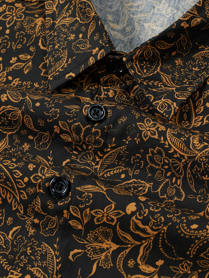 Men's Vintage Paisley Floral Long Sleeve Shirt