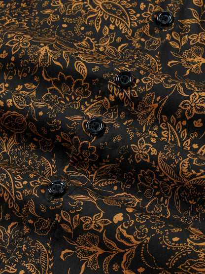 Men's Vintage Paisley Floral Long Sleeve Shirt