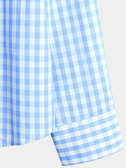 Men's Cotton Long Sleeve Plaid Casual Shirt
