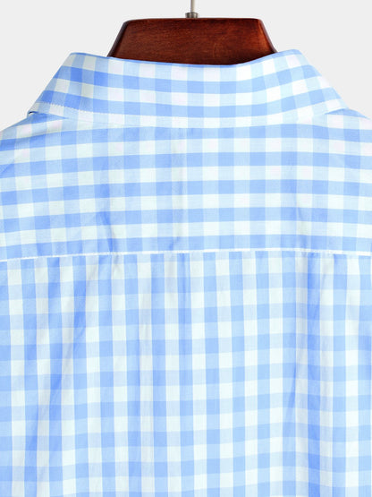 Men's Cotton Long Sleeve Plaid Casual Shirt