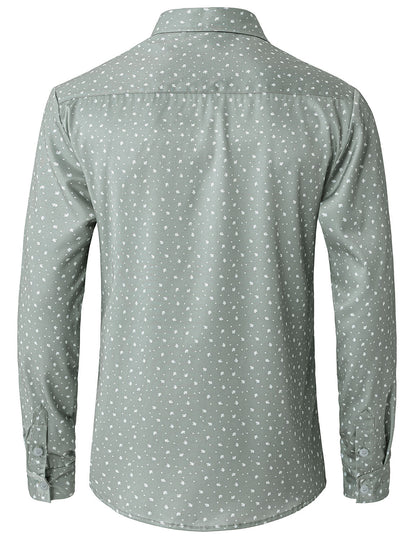Men's Green Casual Print Long Sleeve Shirt