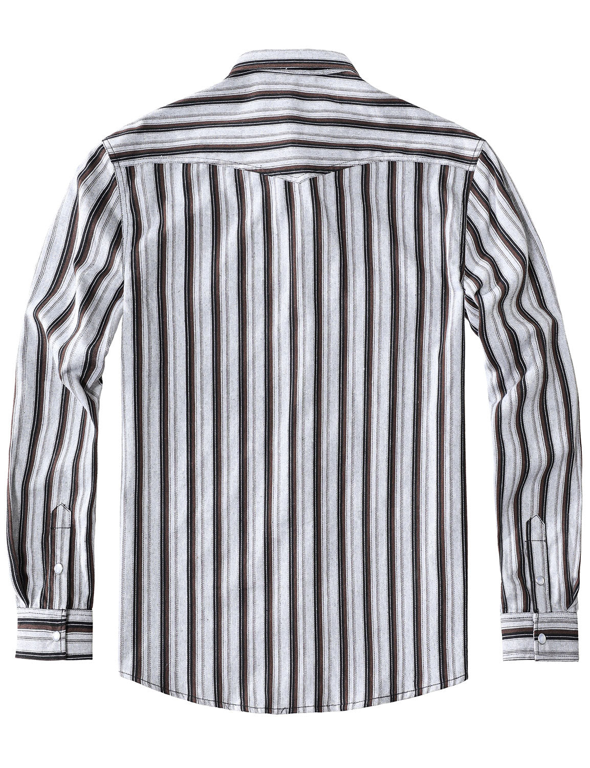 Men's White Striped Western Pearl Snap Casual Denim Shirt