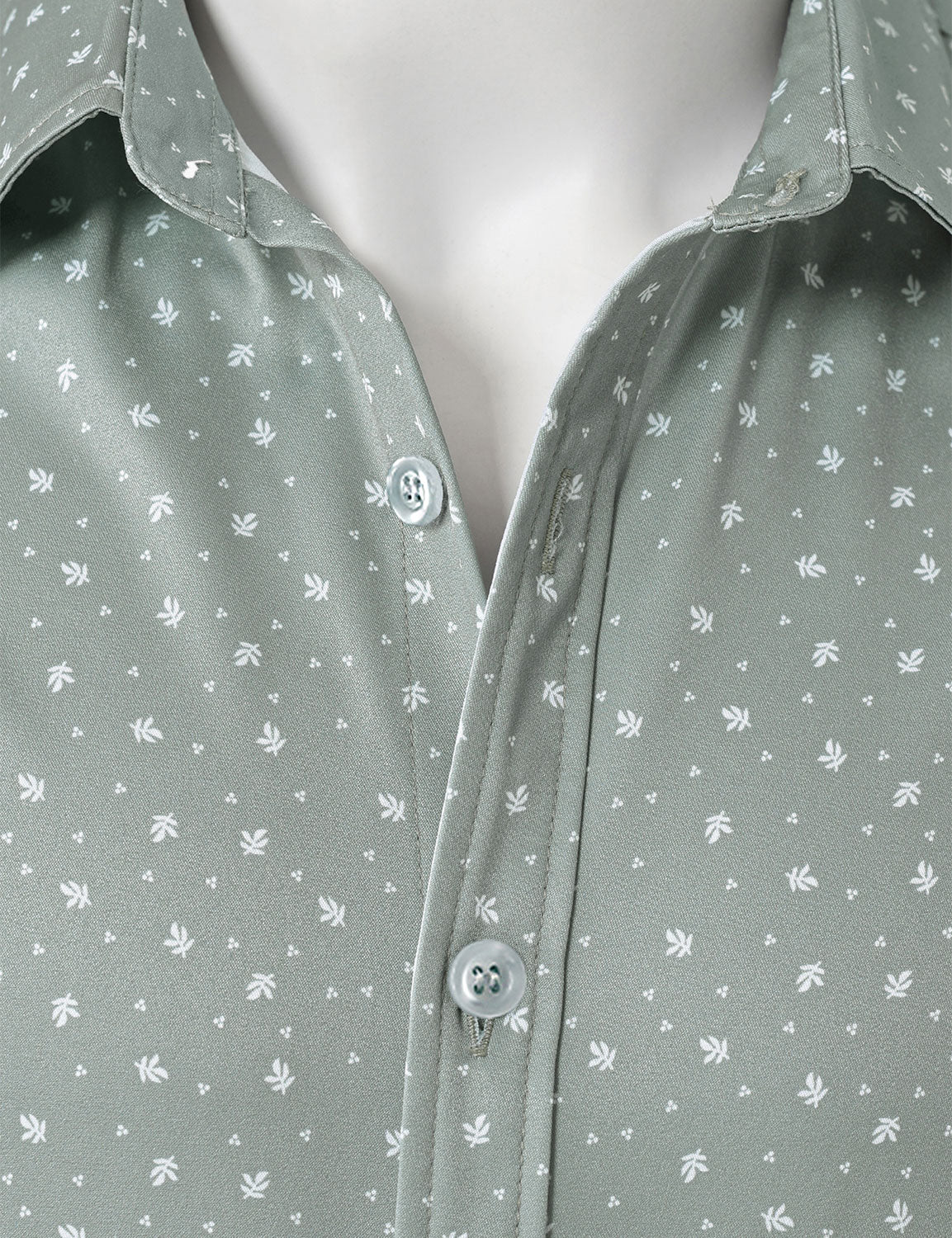 Men's Green Casual Print Long Sleeve Shirt