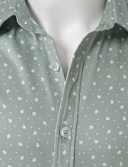 Men's Green Casual Print Long Sleeve Shirt