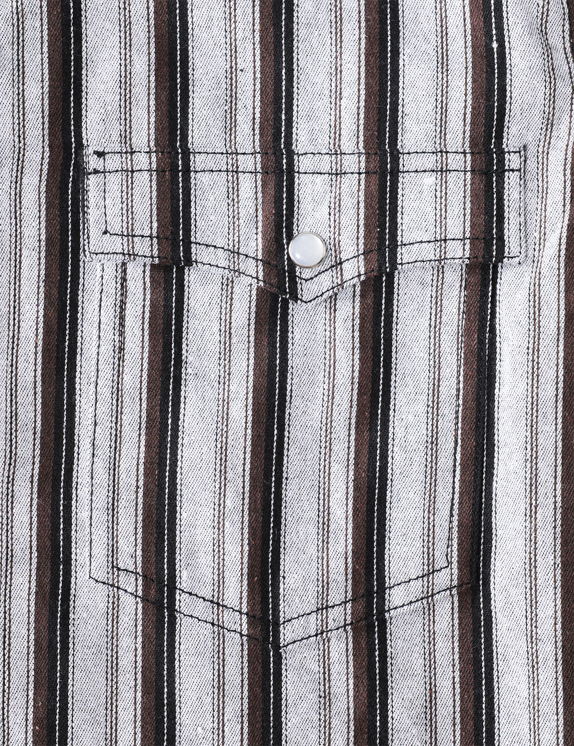 Men's White Striped Western Pearl Snap Casual Denim Shirt