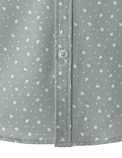 Men's Green Casual Print Long Sleeve Shirt